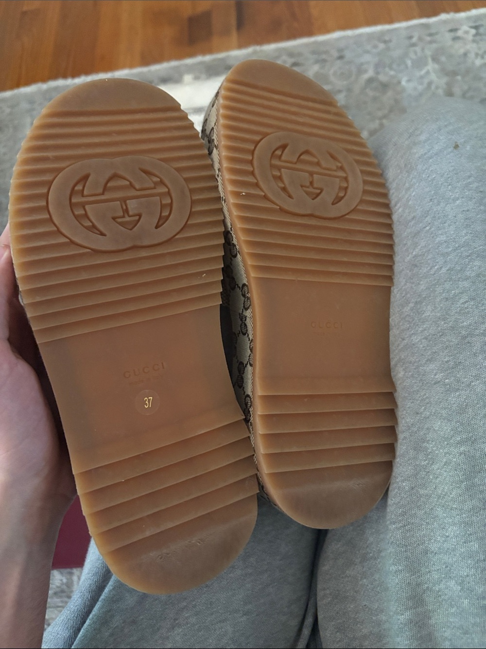Gucci Brown GG Canvas Platform Slide Sandals - Picture 2 of 3